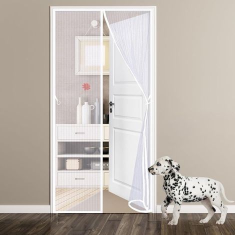 Rideau Aimanté pour Porte 100 x 210 cm Moustiquaire Moustiquaire sur Porte Fermeture Automatique pour Enfants et Animaux de Compagnie Blanc (1/5)