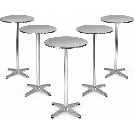 5x Stehtisch 2in1 höhenverstellbar 70/115cm Ø60cm Aluminium Bistrotisch Bartisch