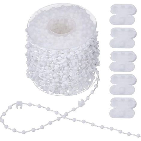 Chaîne de store vertical 20 mètres, 5 connecteurs de cordon, compatible avec lattes de 89 mm, en plastique résistant pour usage intensif (1/3)