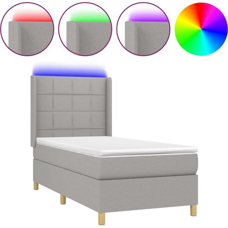 Maison Exclusive - Boxspringbett mit Matratze & LED Hellgrau 80x2