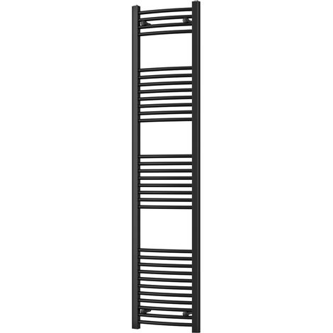Zennor - Black Heated Towel Rail - H1800mm x W400mm - Curved (1/3)