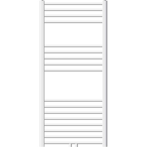 ECD Germany Badheizkörper 600 x 1200 mm - Weiß - gerade mit Mittelanschluss - Design Heizkörper Handtuchwärmer Handtuchtrockner Handtuchheizkörper Handtuchheizung Handtuchheizer Badezimmer Heizung
