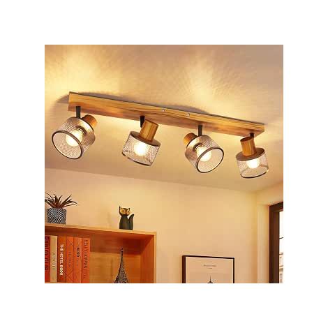 GBLY Proiettore Soffitto 4 Luci E14 Plafoniera Faretti Vintage Lampada Soffitto Soggiorno Faretti Soffitto Neri Lampada Cucina Lampada Soggiorno Metallo Farello Illuminante per Cucina Camera da Letto