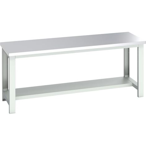 Bott 41003660.16V Cubio Bench with Half Shelf, Stainless Steel Clad Top 2000 x 750mm