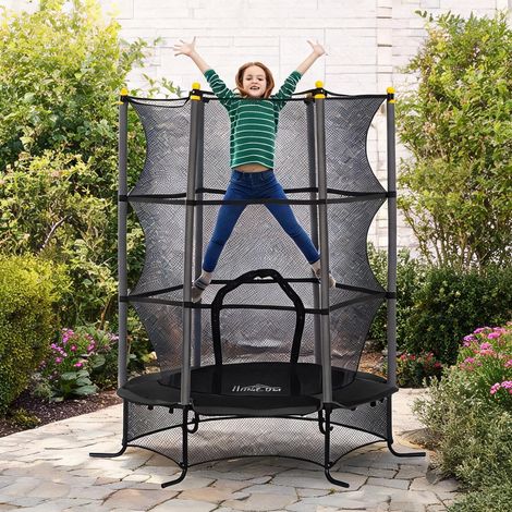 Trampoline coloris noir en acier plastique 163 x 163 x 190 cm (1/5)