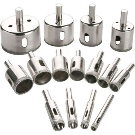 Kit de 15 scies cloches diamantées pour le verre, les bouteilles, le marbre, le granit et le carrelage (6 à 50 mm) (1/4)