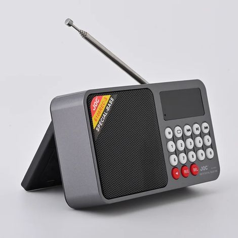 Mini radio d'urgence portable avec écran LED, radio à énergie solaire, haut-parleur et enregistreur Bluetooth sans fil, compatible avec les cartes TF et l'interface USB. (1/5)