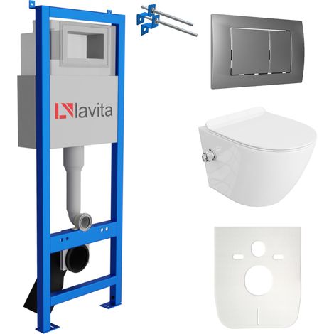 LAVITA WC Set mit Vorwandelement, Wand-WC und Spülknopf (1/5)