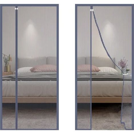 Ouverture Latérale Rideau De Porte Anti-moustiques, Fermeture Automatique Magnétique, Étanchéité Forte, Gris, Largeur 90cm X Hauteur 210cm (1/5)
