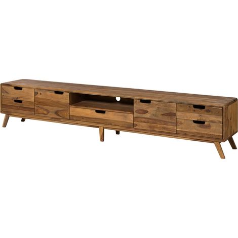 TV-Board Sheesham 260x40x48 natur sandgestrahlt lackiert MALMÖ 2 226