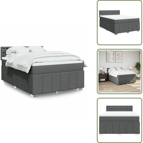 Boxspringbett mit Matratze Dunkelgrau 160x200 cm Stoff - Boxspringbett - Boxspringbetten - Bett - Schlafzimmermöbel (1/5)