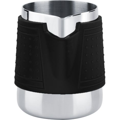 Tasse à café en acier inoxydable pour faire mousser le lait, pichet à latte résistant à la chaleur (noir) (1/5)