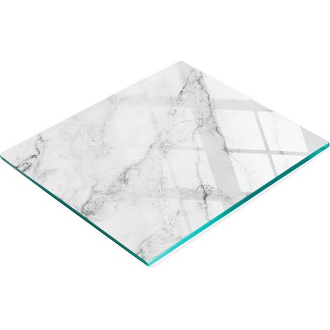 Pannello decorativo multifunzionale da cucina in vetro temperato effetto marmo, 60x52 cm. (1/5)