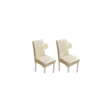 Lot de 2 housses de chaise en cuir PU – Beige clair – Imperméables (1/5)