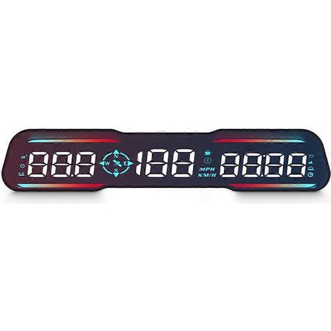 G19 HUD Affichage tête haute Compteur de vitesse Indicateur de vitesse de voiture MPH Alarme de survitesse Angle de conduite Boussole horaire Alarme de conduite (1/5)
