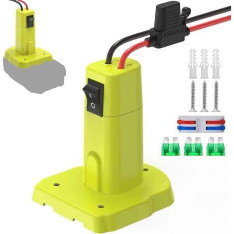 Adaptateur Power Wheel compatible avec batterie Ryobi 18 V, kit convertisseur de batterie amélioré avec interrupteur, fusible et bornes de câble, câble 12 AWG