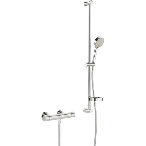 Brause-Set Hansa Hansaunita Brausestange 900 mm Handbrause Ø 100 mm + Thermostat, chrom - 48130131 (1/4)