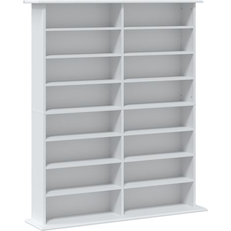 Étagère multimédia à 8 niveaux, étagère à DVD avec 12 étagères réglables, 16 compartiments, pour 720 CD, blanche (1/5)