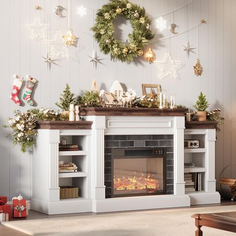 Cheminée électrique 3 fenêtres flamme 3D LED 900/1800W noir (1/5)