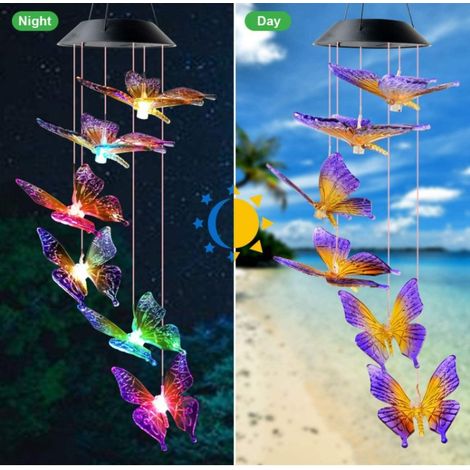 Clochette solaire papillon, lampe décorative colorée pour jardin extérieur (1/4)