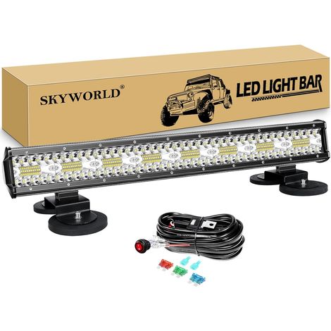 8D Bar Led 4x4 avec Aimanté Support avec 12V Câblage, 59 cm 480W  23 Pouces Triple rangée Barre d'éclairage Led, Rampe de Phare Led pour Voiture Camion Tracteur Offroad Véhicule SUV ATV UTV (1/5)