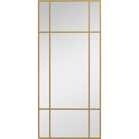 Miroir verrière rectangulaire doré 110L x 50H cm – Verre épais 3mm traité anti-oxydation – Installation murale ou sur pied – 4 crochets inclus – MH (1/5)