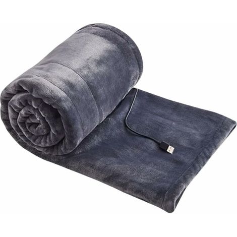 Couverture Chauffante Électrique USB, 140x80cm Plaid Chauffant Electrique Flanelle avec 3 Niveaux de Chauffage Lavable en Machine Couverture Chauffage Rapide pour Chambre à Coucher, Bureau, Canapé,Gri (1/5)