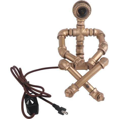 Lampe de bureau rétro forme robot tuyau unique, ampoule E27, lampe de table vintage élégante pour salon, maison, café (1/5)