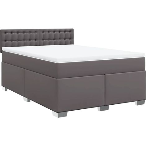 Maison Exclusive - Sommier à lattes de lit avec matelas Gris 160x200 cm Similicuir