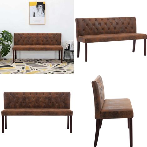Sitzbank 148,5 cm Braun Wildleder-Optik - Wildleder Optik Sofa - Wohnzimmer Möbel - Couch - Sessel - Beistelltische - Home & Living (1/5)