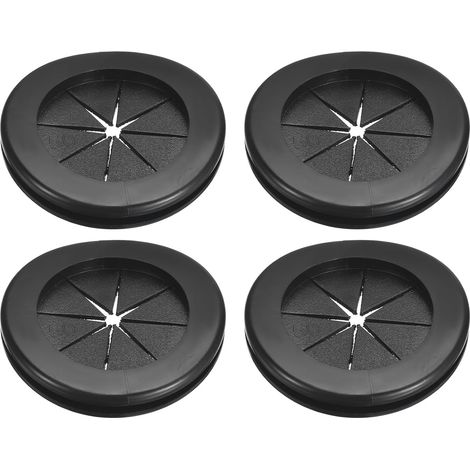 4Pcs Passe Fil Caoutchouc 1-5/8"(42mm) ID, 2"(50mm) Diamètre du Trou d'Installation Bouchon de Trou Caoutchouc Double Face Joint de Câblage Électrique Rond, Noir (1/5)