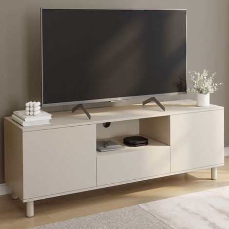 Mueble de TV BERTILLE 140 cm con 3 puertas de madera beige