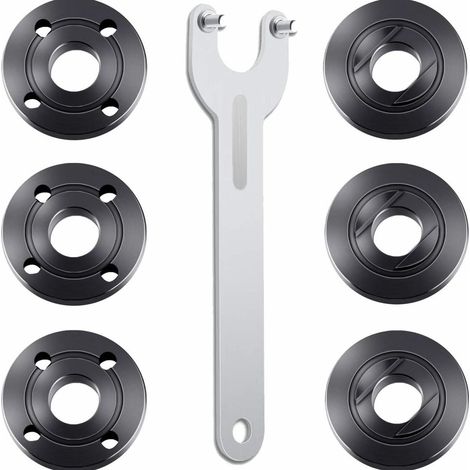 7 Pcs Clé à Meuleuse d'Angle, 140 mm Grinder Bride Clé À Angle de Verrouillage, compris 6 écrous à Bride en Métal, Accessoires pour Meuleuses d'Angles de broche de 14 mm (1/5)