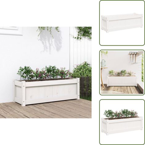 Fioriera per patio - vidaXL Fioriera da Giardino Bianca 90x31x31 cm Legno Massello di Pino - Fioriera per balcone