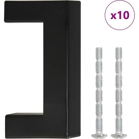 Poignées d'armoire 10 pcs Poignée de meuble noir 64 mm acier inoxydable CFW43312 (1/5)