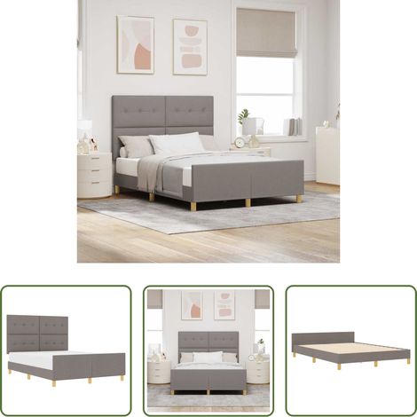 Stoffbett - Bettgestell mit Kopfteil Taupe 160 x 200 cm Stoff (1/5)