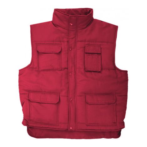 Chaleco acolchado multibolsillos con cortavientos en sisa VELILLA Serie 108 M Rojo