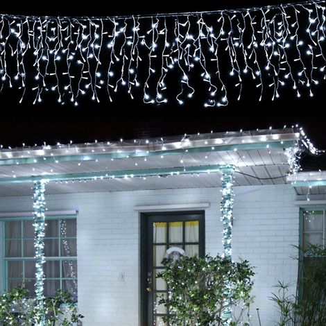 SWANEW 10m 200 LED Pluie Verglaçante Guirlande Lumineuse Glaçon Noël Guirlande Lumineuse Lampe Guirlande Lumineuse Fête IP44 Extérieur Intérieur blanc froid (1/5)