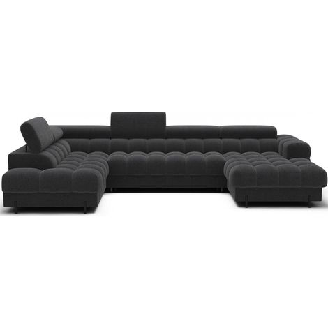 Canapé panoramique convertible Gris foncé angle gauche FERARIA 358x93x202cm (1/5)