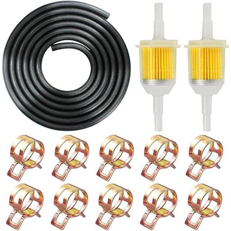 Laixin 1/4" Benzinschlauch-Kit – 2 m Kraftstoffleitung Ø 6 mm + 2 Benzinfilter + 10 Schlauchschellen für Auto & Motorrad (1/5)