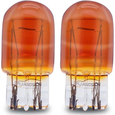 Ruiandsion Lot de 4 ampoules de frein T20 7443 à double fil, blanc ultra-blanc, 800 lm, halogène, 12 V, 21/5 W, pour automobile (clignotant, feu arrière, feu stop). (1/5)