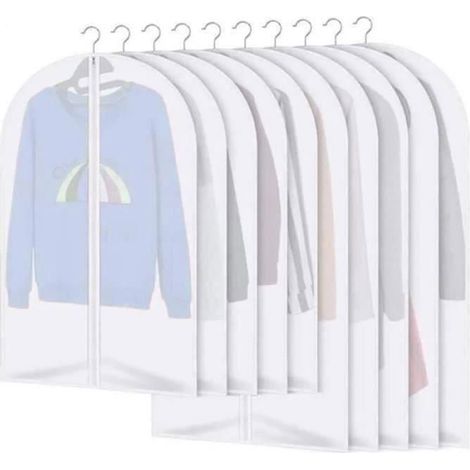10PCS Housses de Vêtements,Anti Poussière Etanche Mite Humidité,Housse de Protection Zip Transparente pour Chemise-Ywey (1/5)