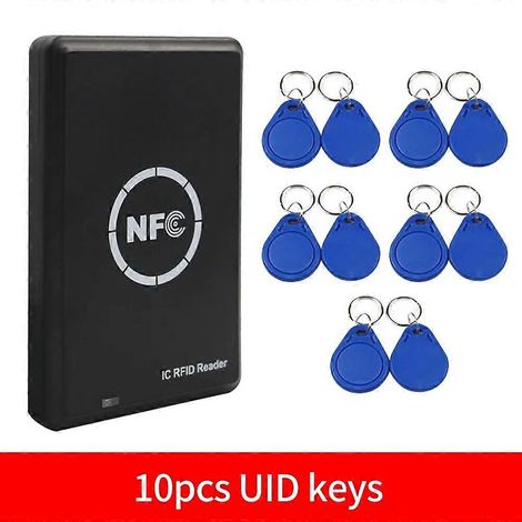 Lecteur-graveur de cartes NFC 13,56 MHz IC M1 S50, duplicateur de cartes RFID à induction intégré, lecteur de cartes avec logiciel de copie et étiquettes 10UID (1/5)