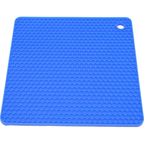 Tapis isolant thermique carré en silicone épais antidérapant et résistant à la chaleur pour pot à cire et bol - Bleu foncé (1/5)