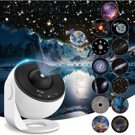 Proyector planetario galáctico de techo, 12 discos de película, luz nocturna realista para niños/adultos, decoración para sala de estar/dormitorio. (1/5)