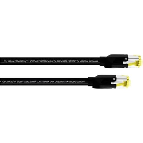 Cordial 15540 RJ45 Câble réseau, câble patch CAT 5e S/UTP 15.00 m noir gaine PUR 1 pc(s) Y117063 (1/3)