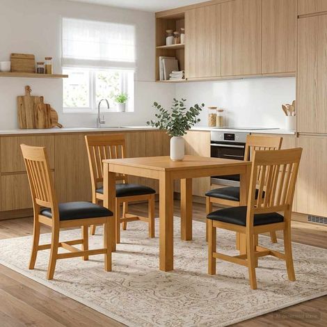 vidaXL Ensemble de salle à manger 5 pc Noir Bois de chêne massif (1/5)