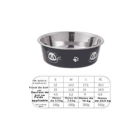 Gamelle pour animaux en acier inoxydable - antidérapante - inodore - extérieur coloré - noir (S) (1/5)