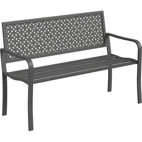 Banc de jardin 2 places en métal résistant aux intempéries. Dossier antirouille au design géométrique, charge maximale jusqu'à 240 kg (1/5)