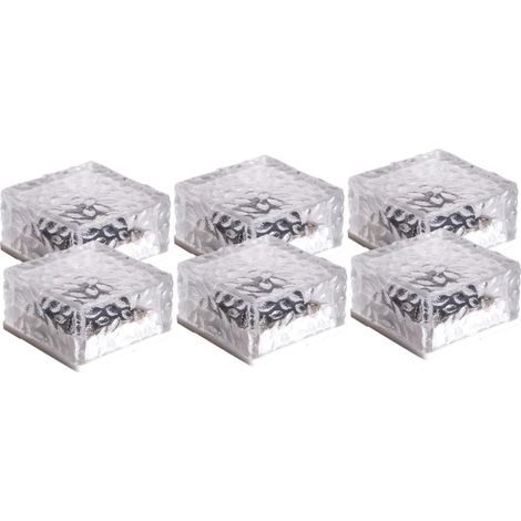 LED Solar Lights for Glass Paver, Pathway Lights, Solar Lights for Garden, Balcony and Patio, Outdoor Decoration (6 Pack/Warm White)